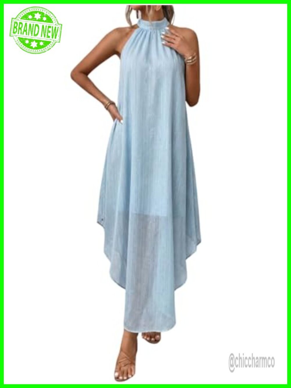 Women's Halter Flowy Chiffon Long Dress